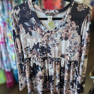 HEIMISH USA Floral Long Sleeve Top - Black, Cream, Pink